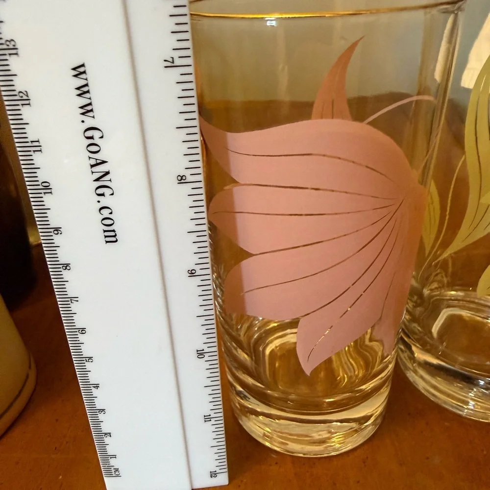 Set of Two Vintage MCM Leaf Design Glasses